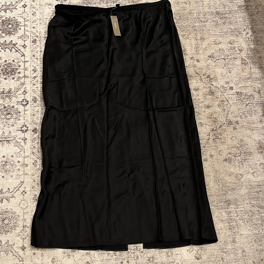 J. Crew Black Satin Maxi Slip Skirt